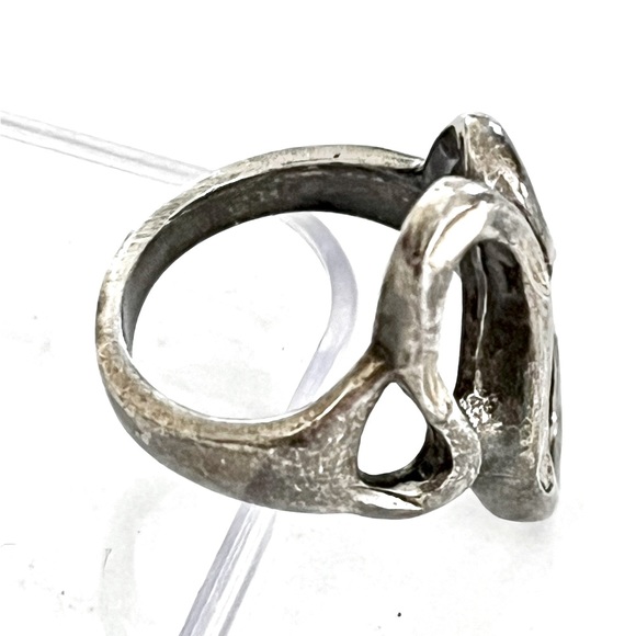 🗝 Vintage Modern Wave Sterling Silver Ring - Picture 4 of 4